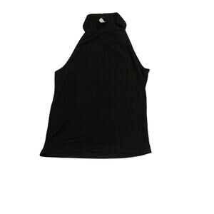 Abbeline Women’s Black Ribbed Halter Top High Neck Sleeveless XS (Estimated)